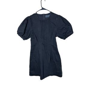 ASOS Design Denim Puff Sleeve Mini Dress in Washed Black Size 8
